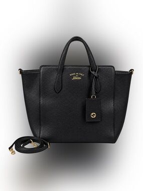 Gucci Swing Leather Tote with Detachable Strap 22179564 -black